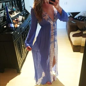 New Gypsy 05 sheer blue tie-dyed maxi dress.
